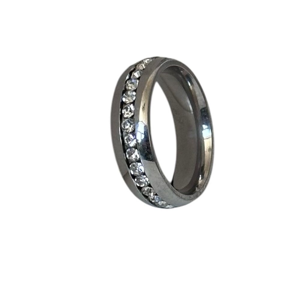 Stainless Steel Simulated Diamond Ring New Gorgeous Unisex Size 6 - Picture 4 of 5